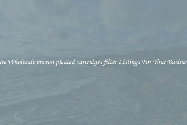 See Wholesale micron pleated cartridges filter Listings For Your Business